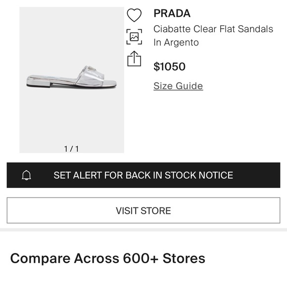 Prada Ciabette Clear Flat Sandals in Argento - Picture 2 of 9